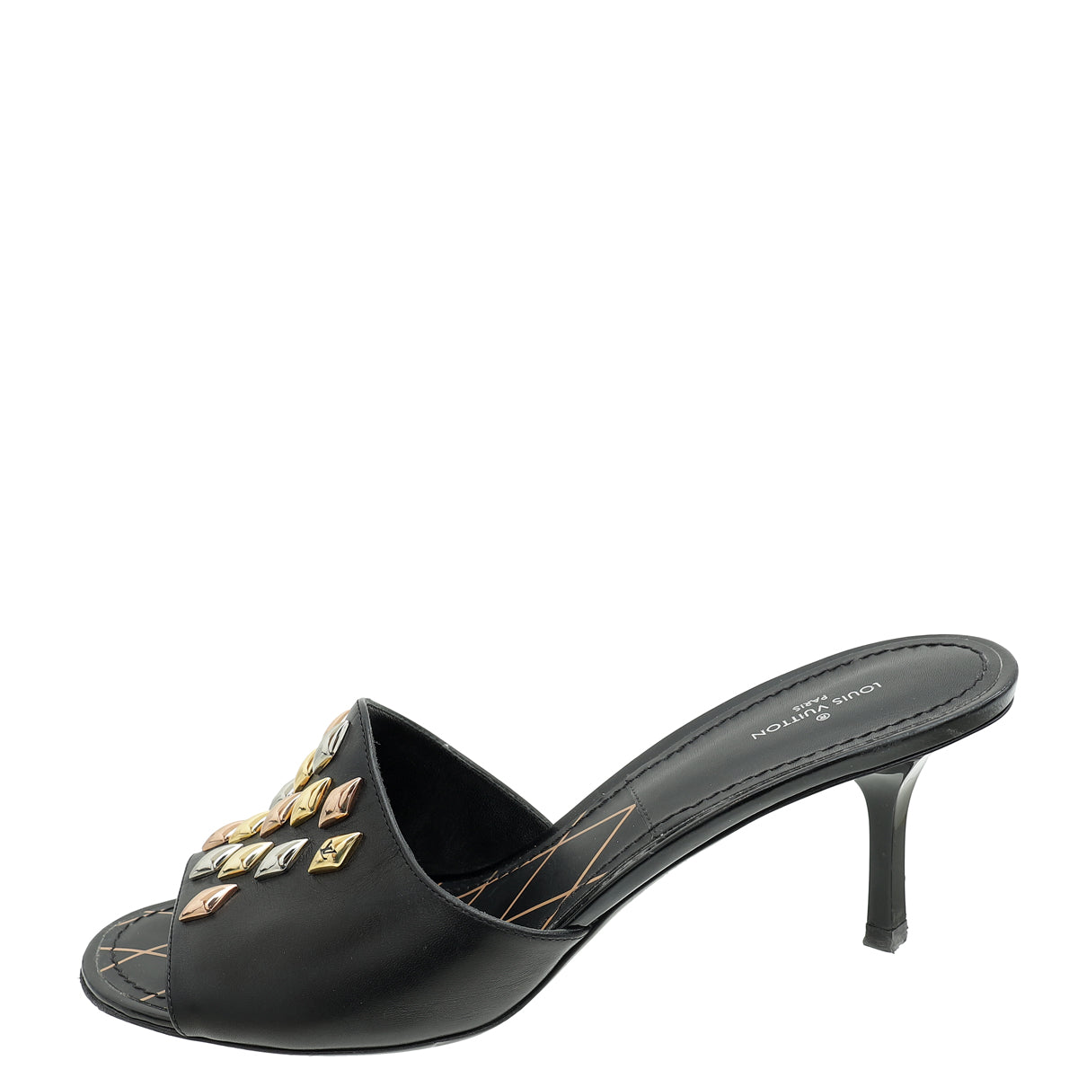 Louis Vuitton Black Studded Slide Sandals 38.5 – THE CLOSET