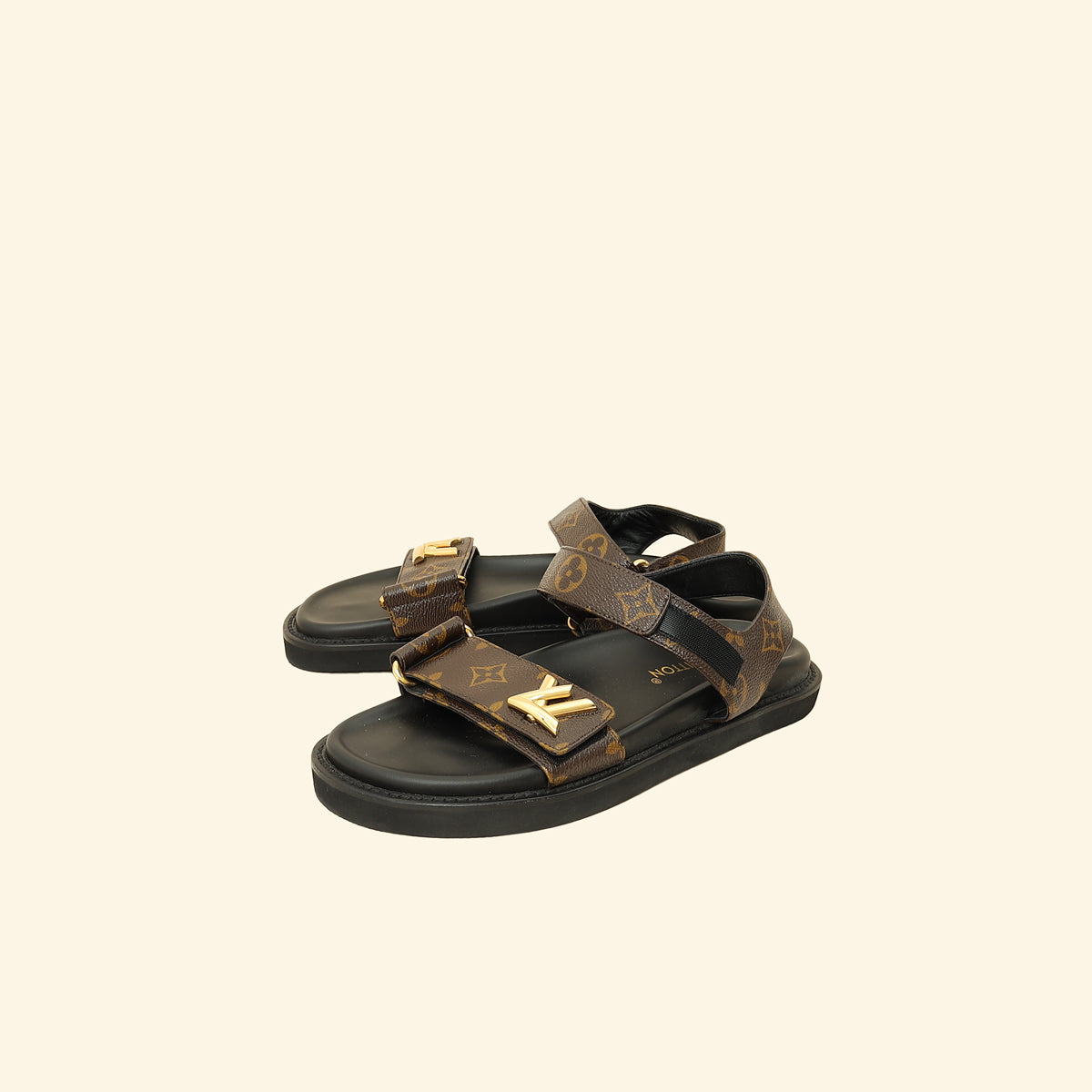 Louis Vuitton Brown Monogram Sunset Comfort Flat Sandal 39 – THE