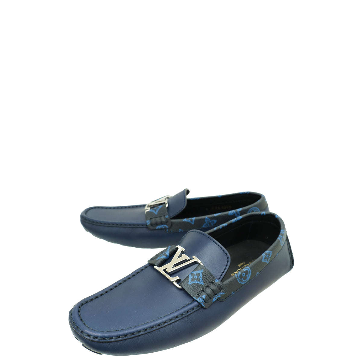 Louis Vuitton Navy Blue Leather Monte Carlo Slip-On Loafers Monte carlo leather flats Louis Vuitton Blue size 41 EU in  main image 2