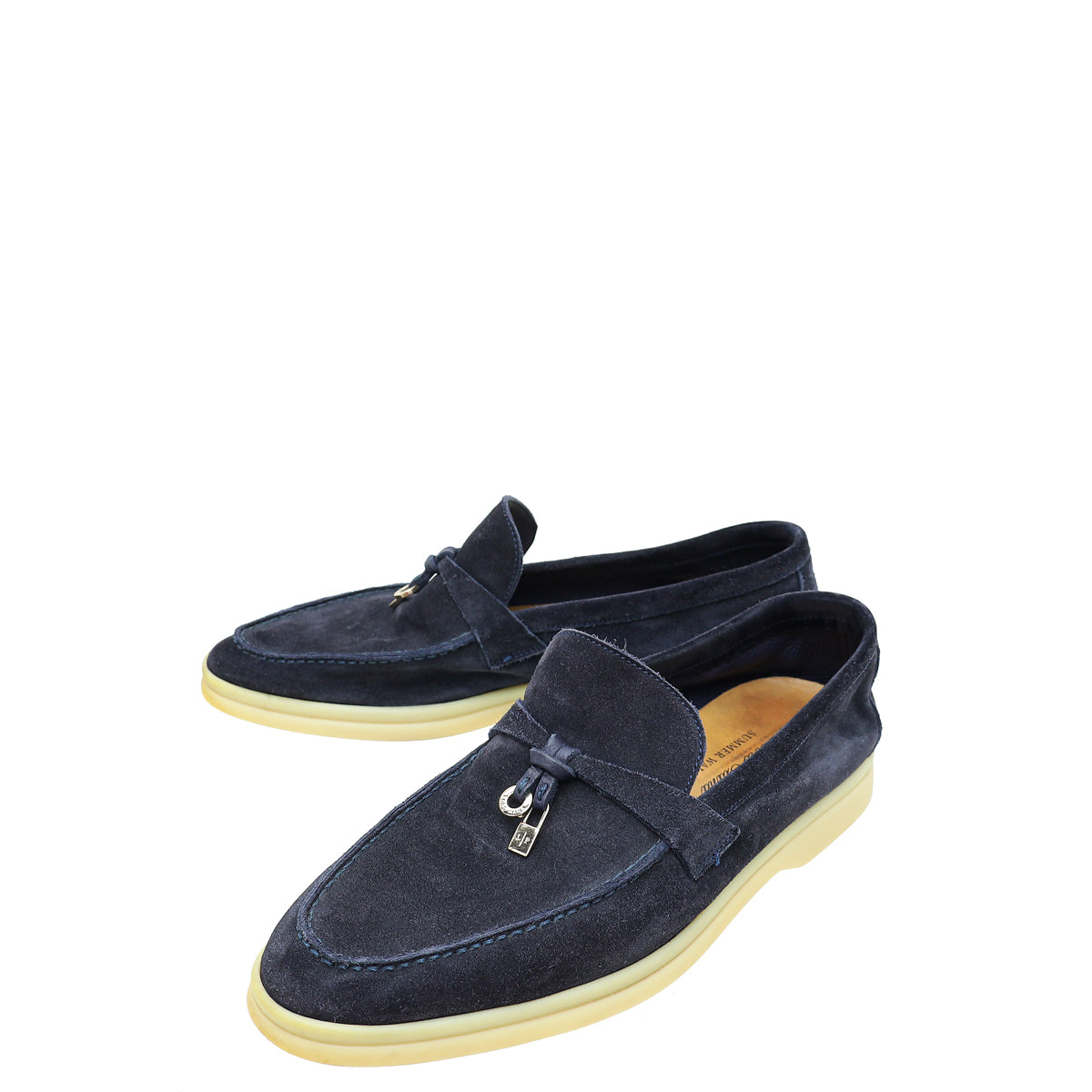 Loro Piana Argo Blue Melange Summer Charms Walk Loafers 37.5 – THE
