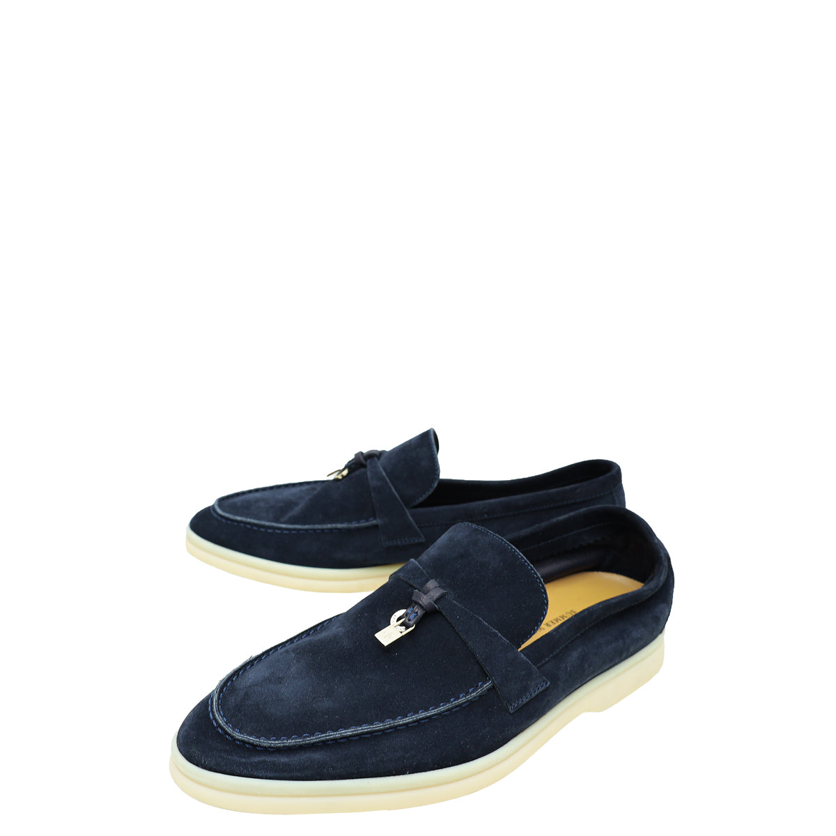 ロロピアーナ サマーチャーム ネイビー 37.5 保存袋付 Loro Piana Navy Blue Summer Charms Walk Loafers 37.5 – THE CLOSET