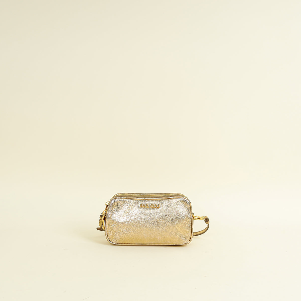 Miu Miu Metallic Gold Double Zip Handbag – THE CLOSET