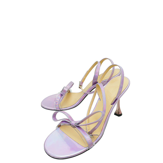 Mach & Mach Light Purple French Bow Iridescent Ankle Strap Sandal 38.5
