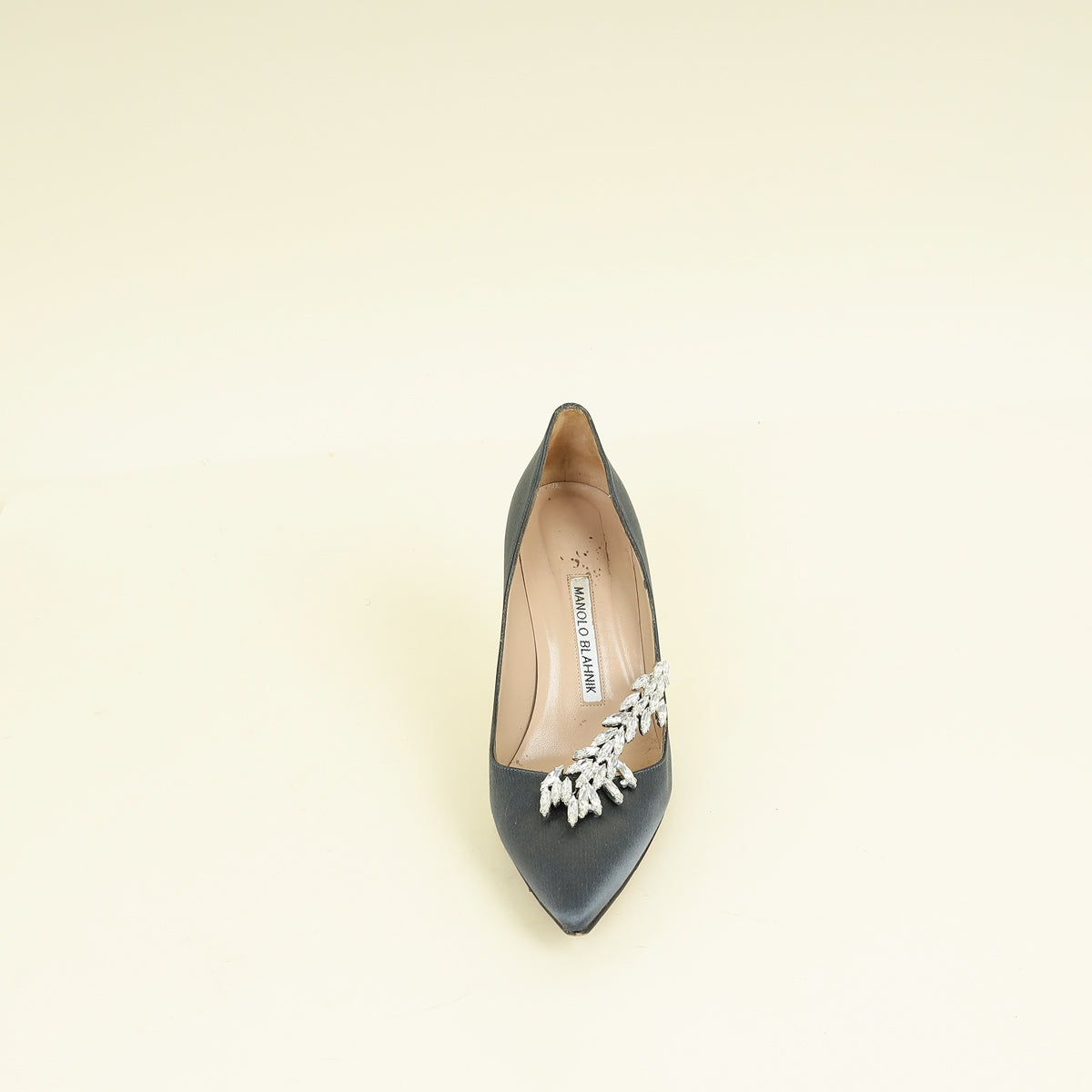 Manolo Blahnik Dark Grey Shufti Satin Pump 37 | Pre-Owned The 