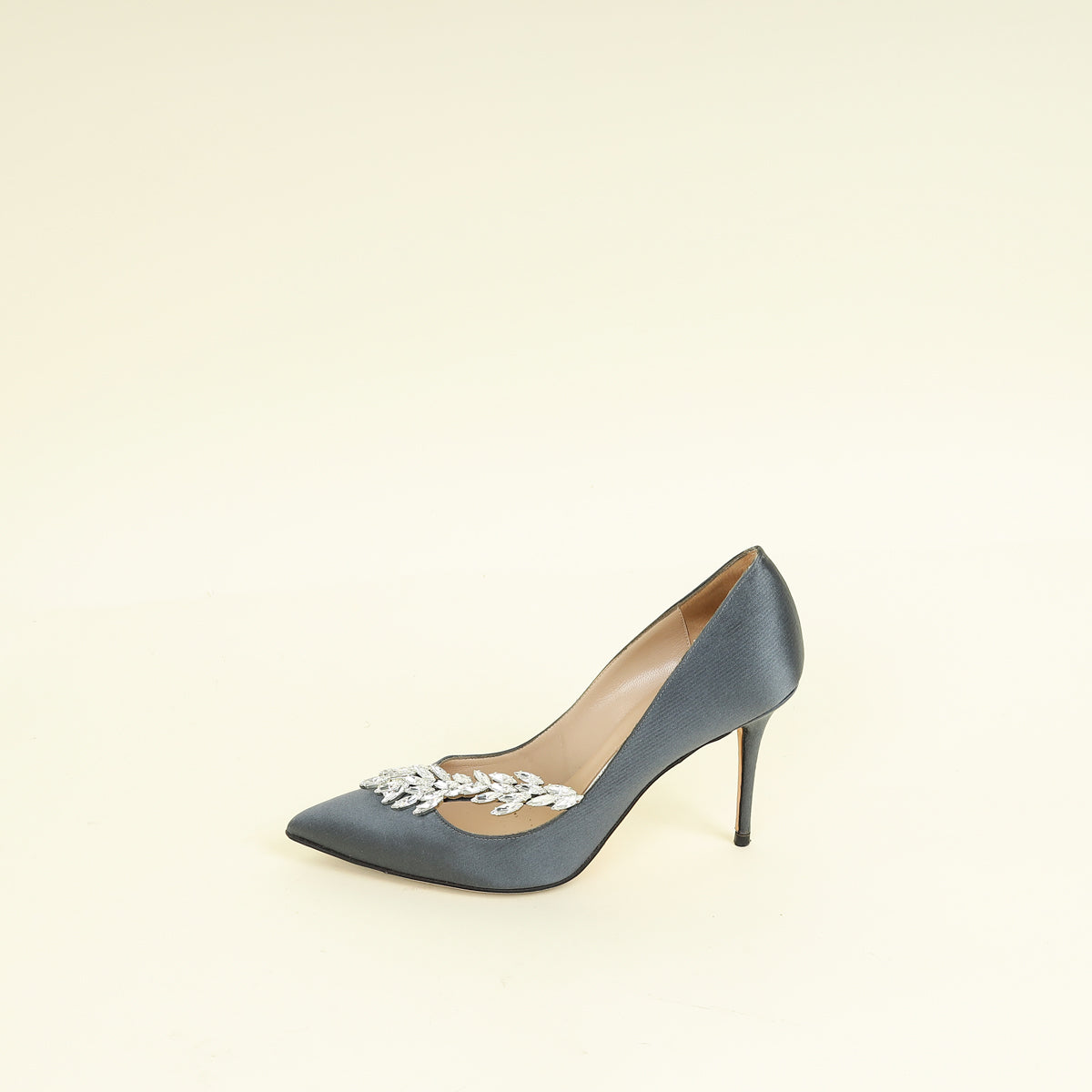 Manolo Blahnik Dark Grey Shufti Satin Pump 37 | Pre-Owned The 