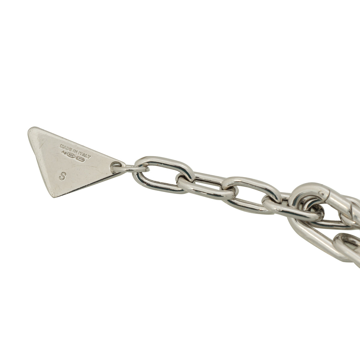 Prada Silver Logo Compact Chain Charm Silver Prada Bag Tag Charm/Keychain – Beauty Bird Vintage main image 4