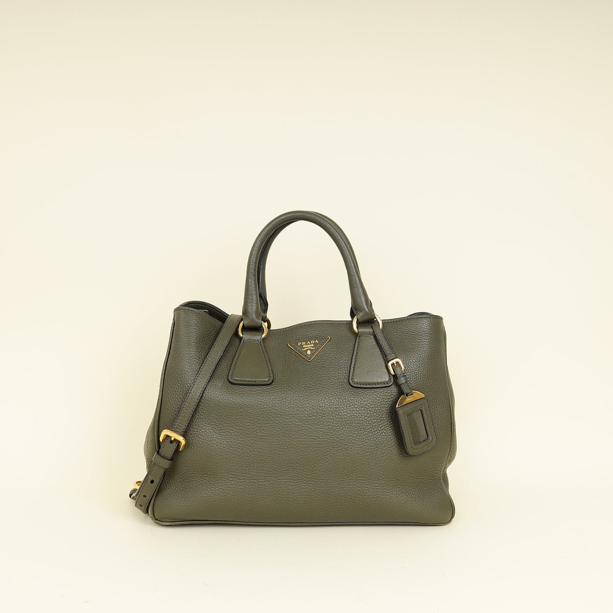 Prada Olive Green Vitello Daino Open Tote Bag – THE CLOSET