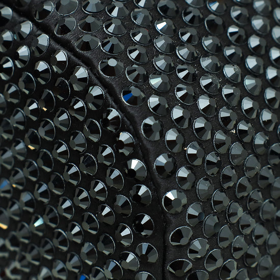 Prada Black Satin Crystal Embellished Drawstring Mini Bag