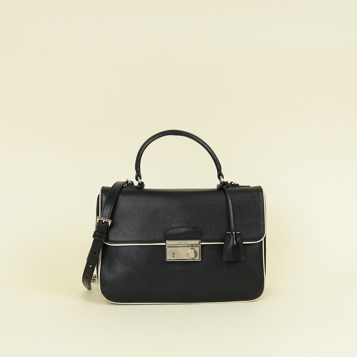 バッグ PRADA sound lock hand bag mini leather Prada Black Sound Lock Top Handle Flap Bag | Pre-Owned The Closet
