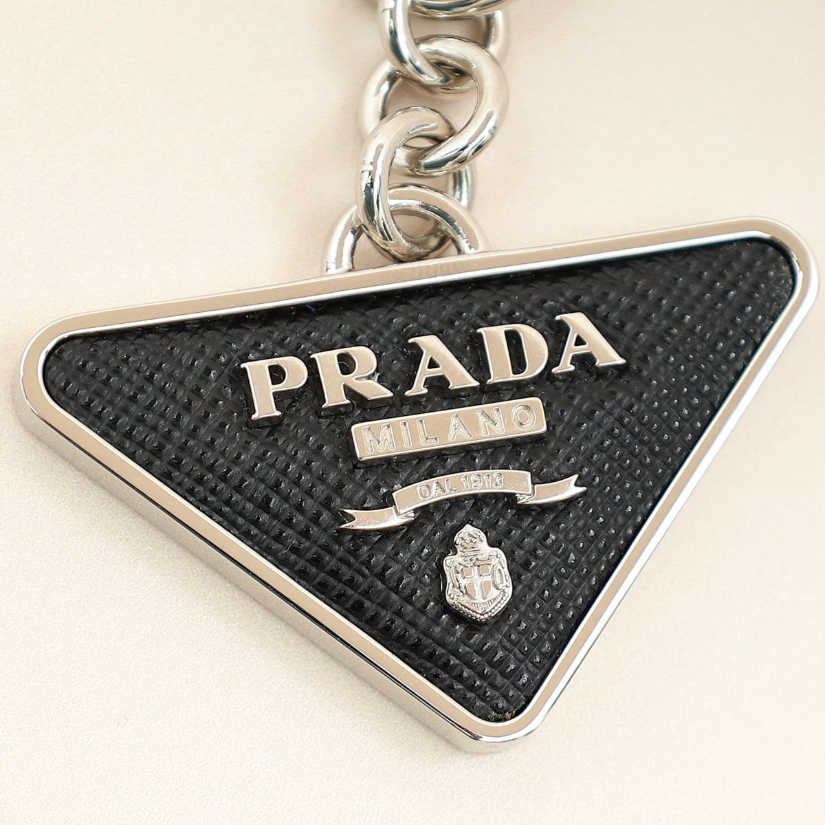 Prada Black Triangle Logo Metal Keychain – THE CLOSET