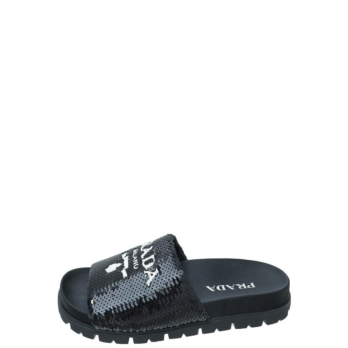 靴 Prada Black Sequin Sandals 36 Prada Black Paillettes Sequin Logo Slide Sandals 36 – THE CLOSET
