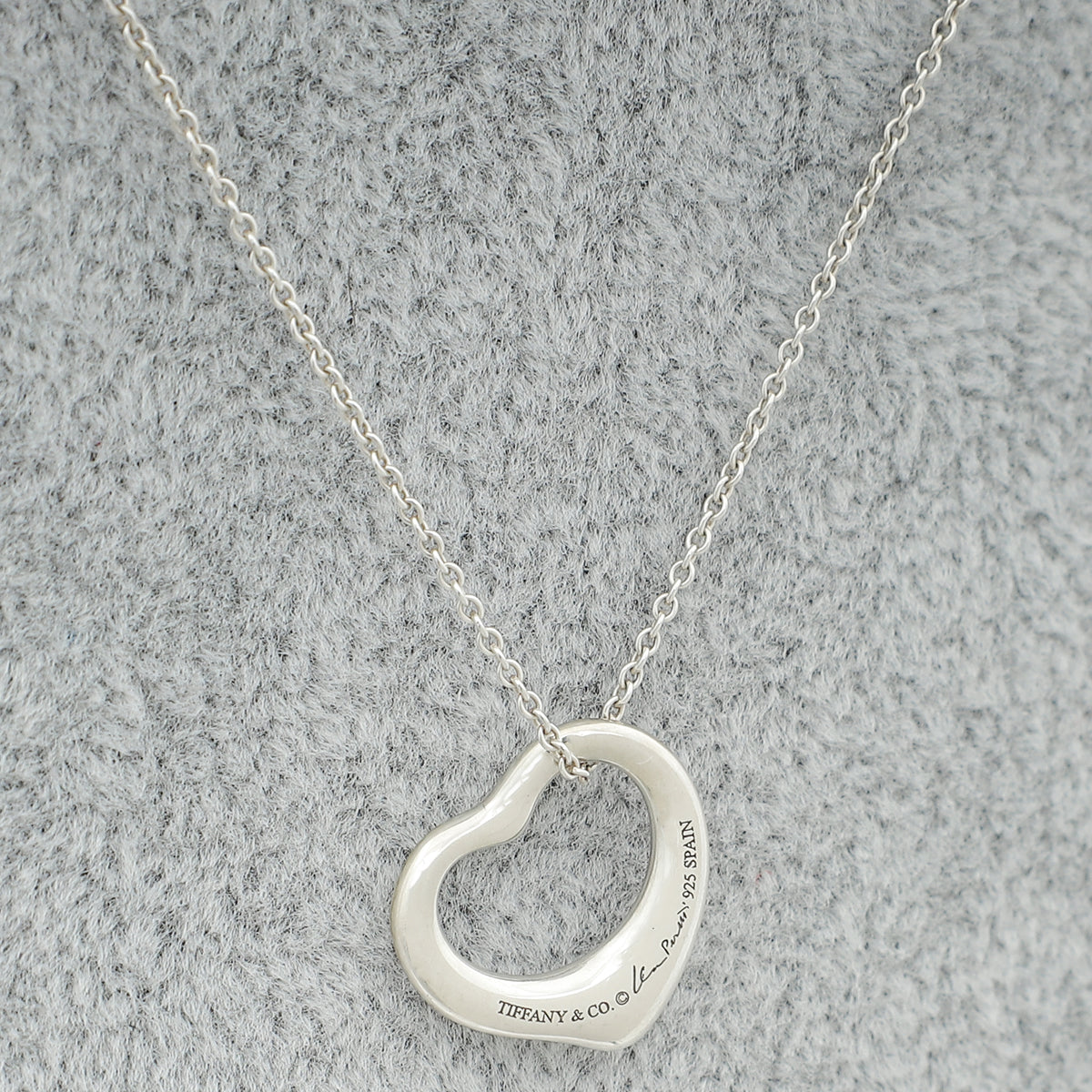 Tiffany & Co Silver Elsa Peretti Open Heart Pendant Necklace 