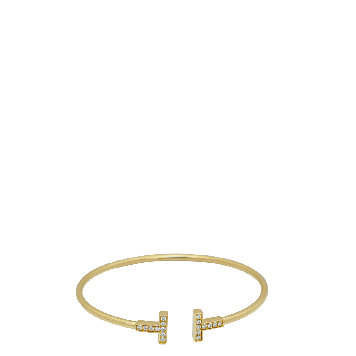 Tiffany & Co 18K Yellow Gold Diamond T Wire Medium Bracelet – THE 