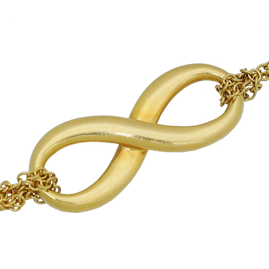 Tiffany & Co 18K Yellow Gold Infinity Double Chain Bracelet