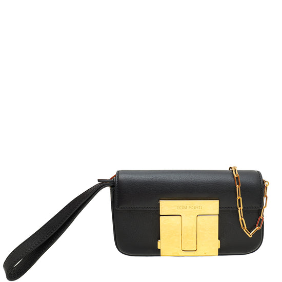 Tom Ford Black T Clasp Small Chain Shoulder Bag