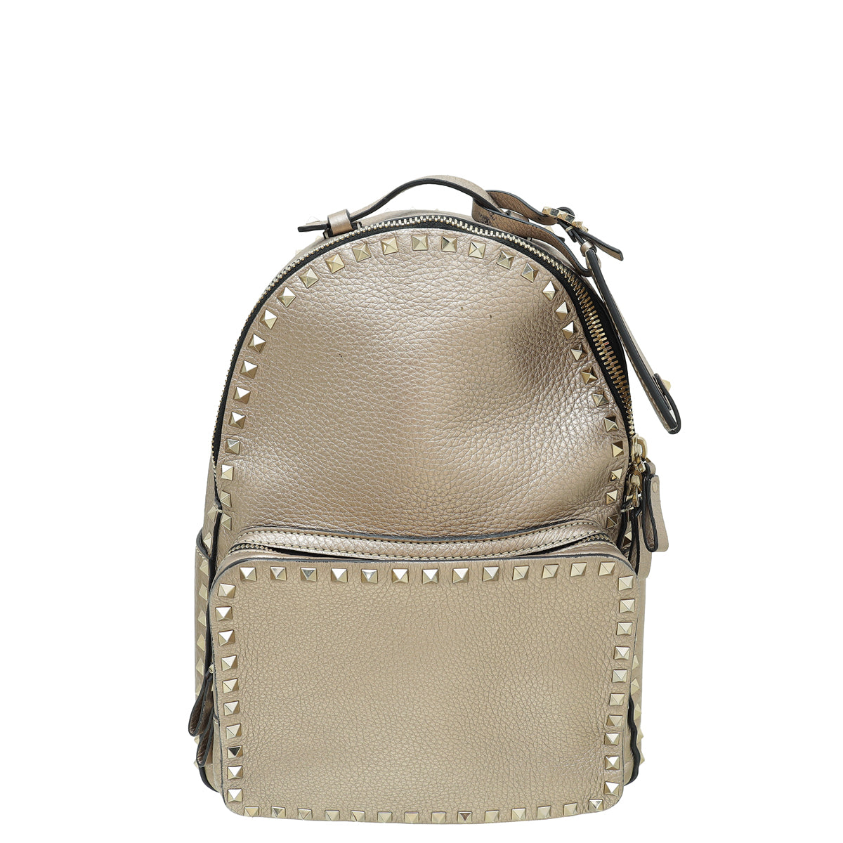Valentino Taupe Pebbled Leather Backpack Valentino // Taupe Leather Rockstud Mini Backpack – VSP  main image 4