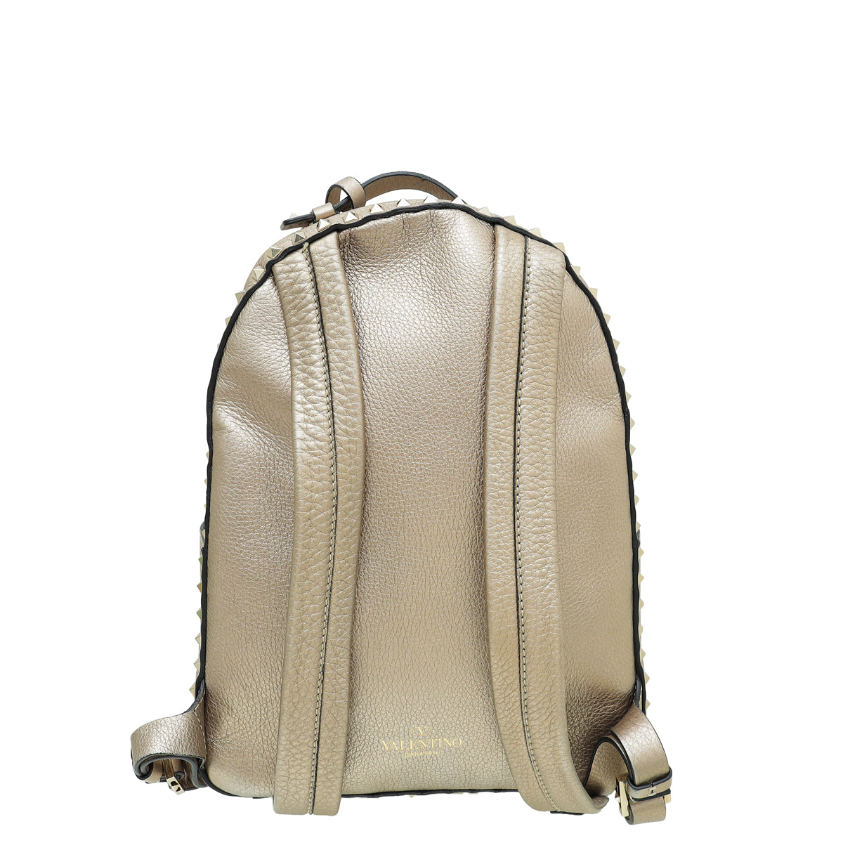 Valentino Metallic Champaign Rockstud Medium Backpack Bag 