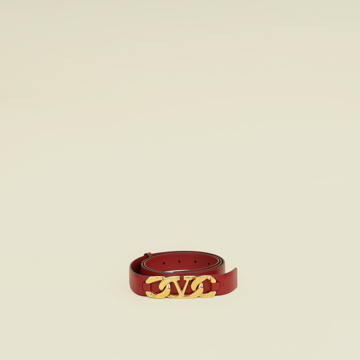 RED VALENTINO red/gold leather belt Valentino V Logo Chain Leather Belt in Red color main image 2