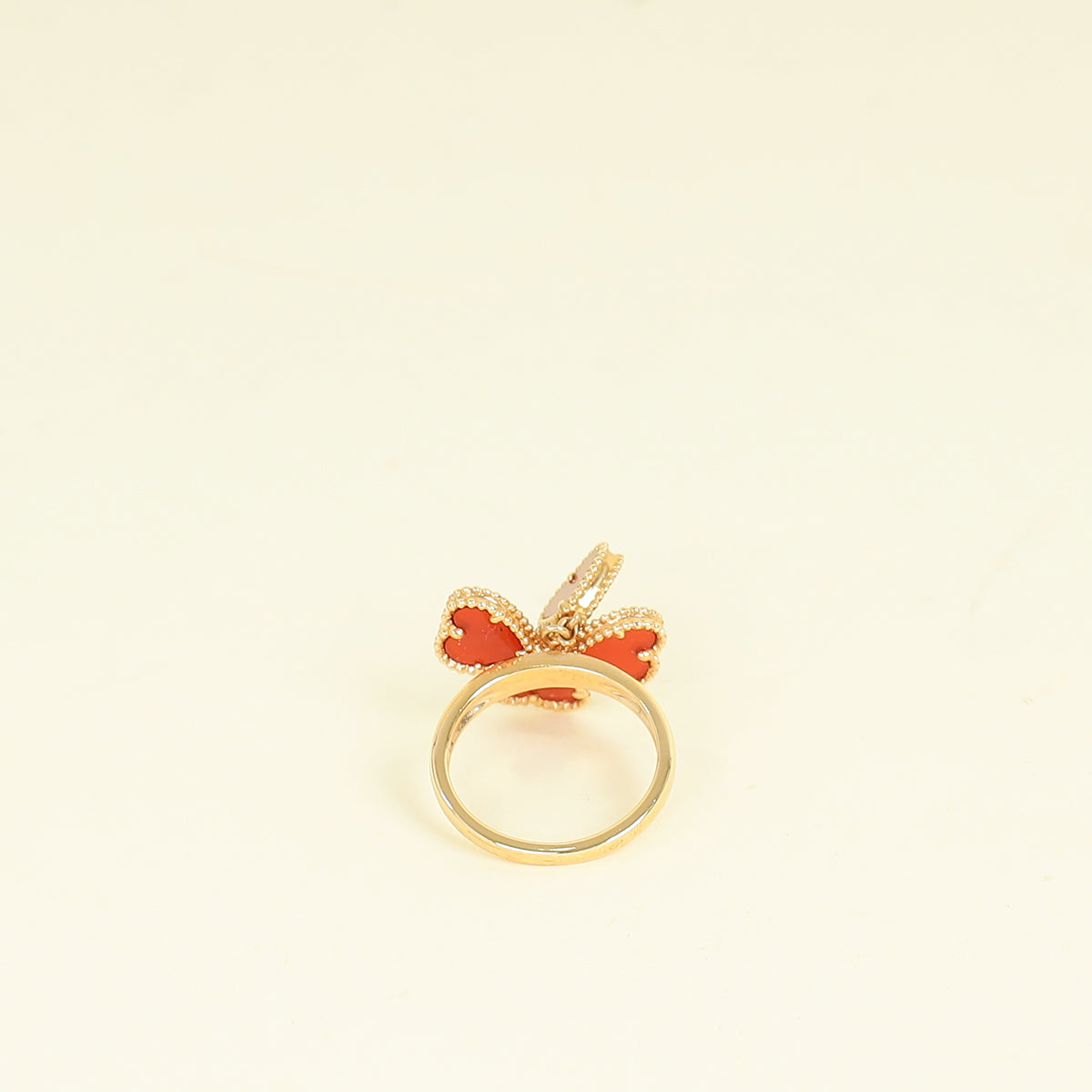 Van Cleef & Arpels 18K Rose Gold Sweet Heart Carnelian Diamond 