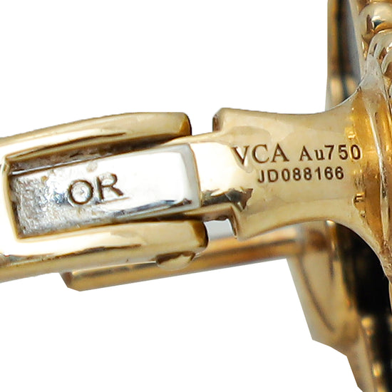 Van Cleef & Arpels 18K Yellow Gold Onyx Vintage Alhambra Earrings
