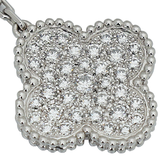 Van Cleef & Arpels 18K White Gold Diamonds Magic Alhambra 3 Motifs Earrings