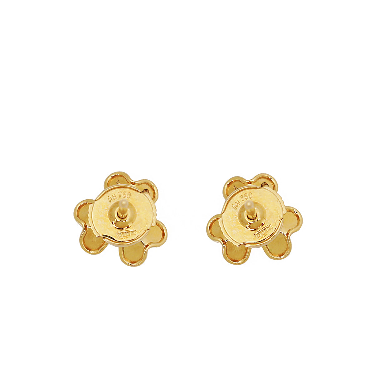 Van Cleef & Arpels 18K Yellow Gold Diamond Frivole Mini Model Earrings