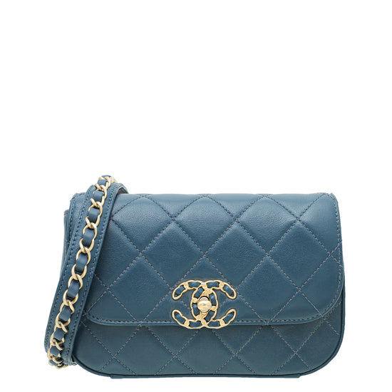 Chanel Blue CC Chain Infinity Waist Belt Bag
