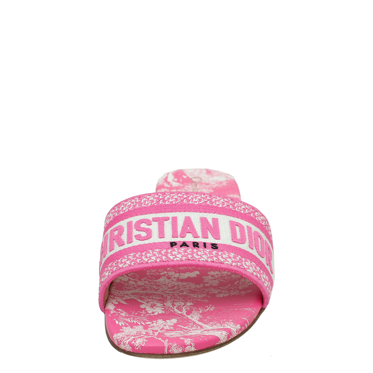 Christian Dior Bright Pink Dway Toile De Jouy Embroidered Slide
