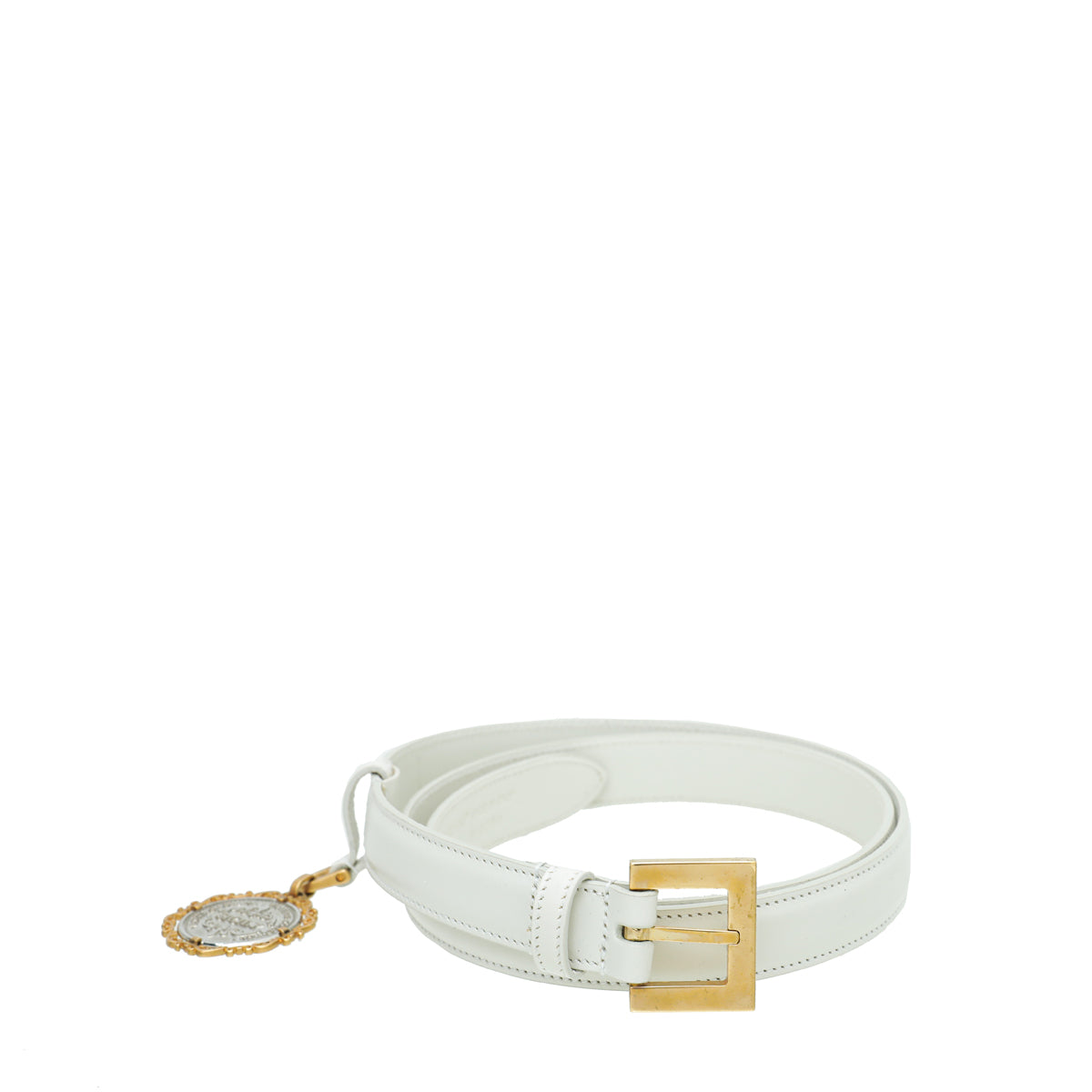Dolce & Gabbana White Heritage Sicily Charm Belt – THE CLOSET display picture 2