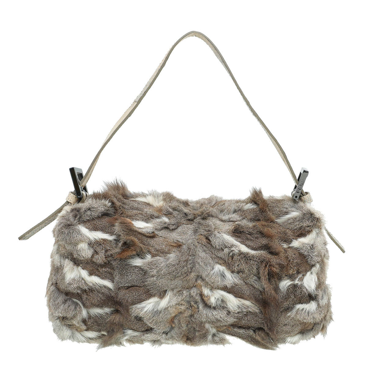 Fendi Brown Rabbit Fur Crystal Baguette Bag – THE CLOSET