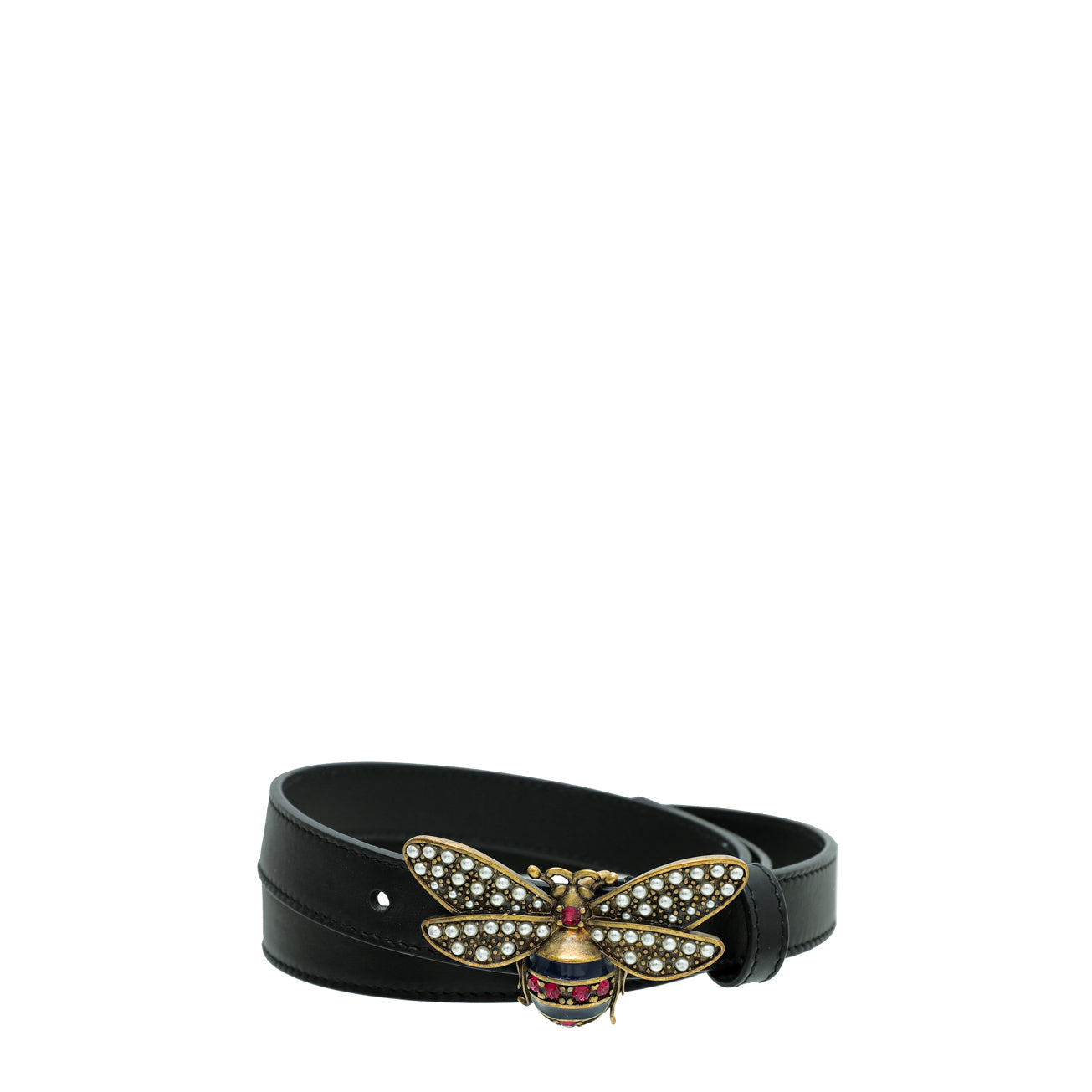 Gucci  Queen Margaret Bee Leather Belt Black 476452 Size 80/32 Gucci Black Queen Margaret Bee 20mm Belt 32 – THE CLOSET main image 2