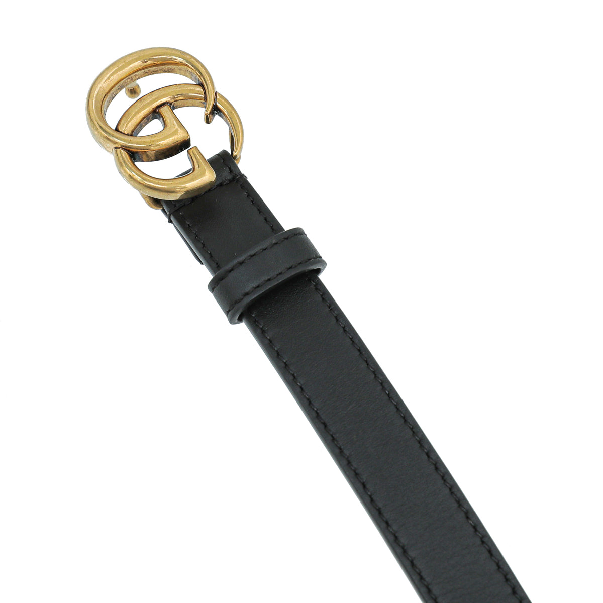 Gucci Black Leather Belt with Gold Pearl-Stud Double G Buckle GUCCI Pearl Double G Black Leather Belt Size 44-US main image 2