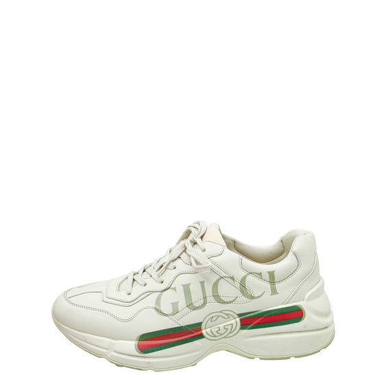 Gucci Ivory Men's Rhyton Gucci Logo Sneaker 40