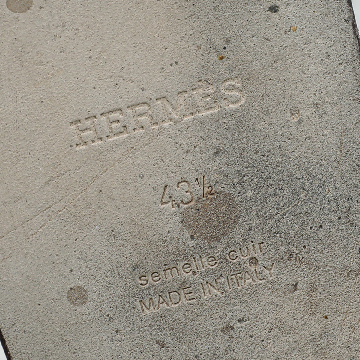Hermes Marron Glaise Izmir Chevre Liegee Sandal 43.5