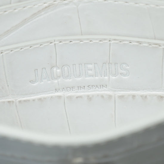 Jacquemus White Croc Embossed Le Petit Riviera Mini Bag