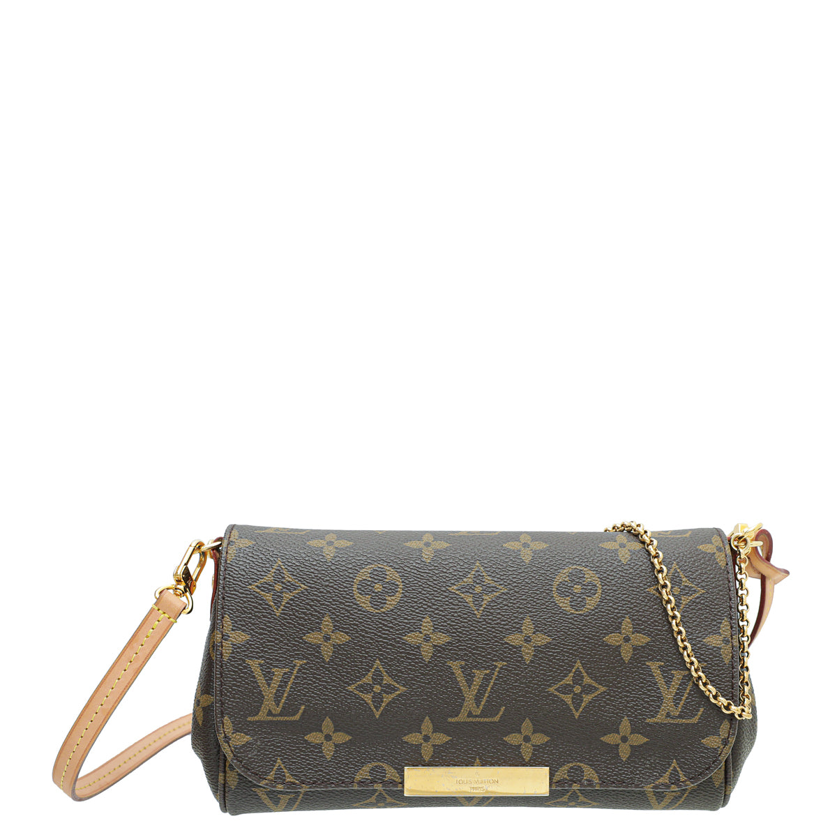 Louis Vuitton Brown Monogram Favorite PM Bag W/ Chain and Leather