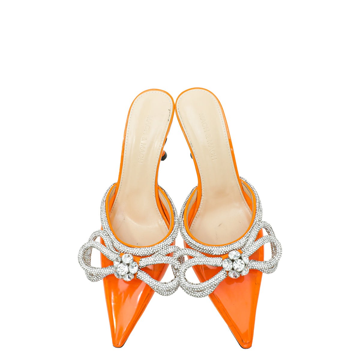 Mach & Mach Orange Crystal Bow PVC Mules 37.5