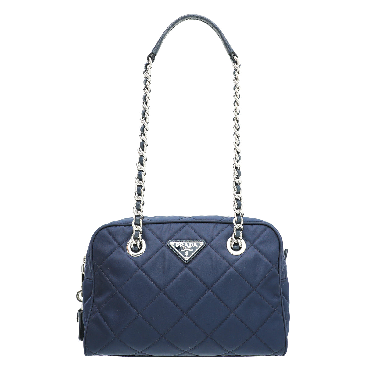 Prada Navy Blue Nylon Quilted Shoulder Bag – THE CLOSET