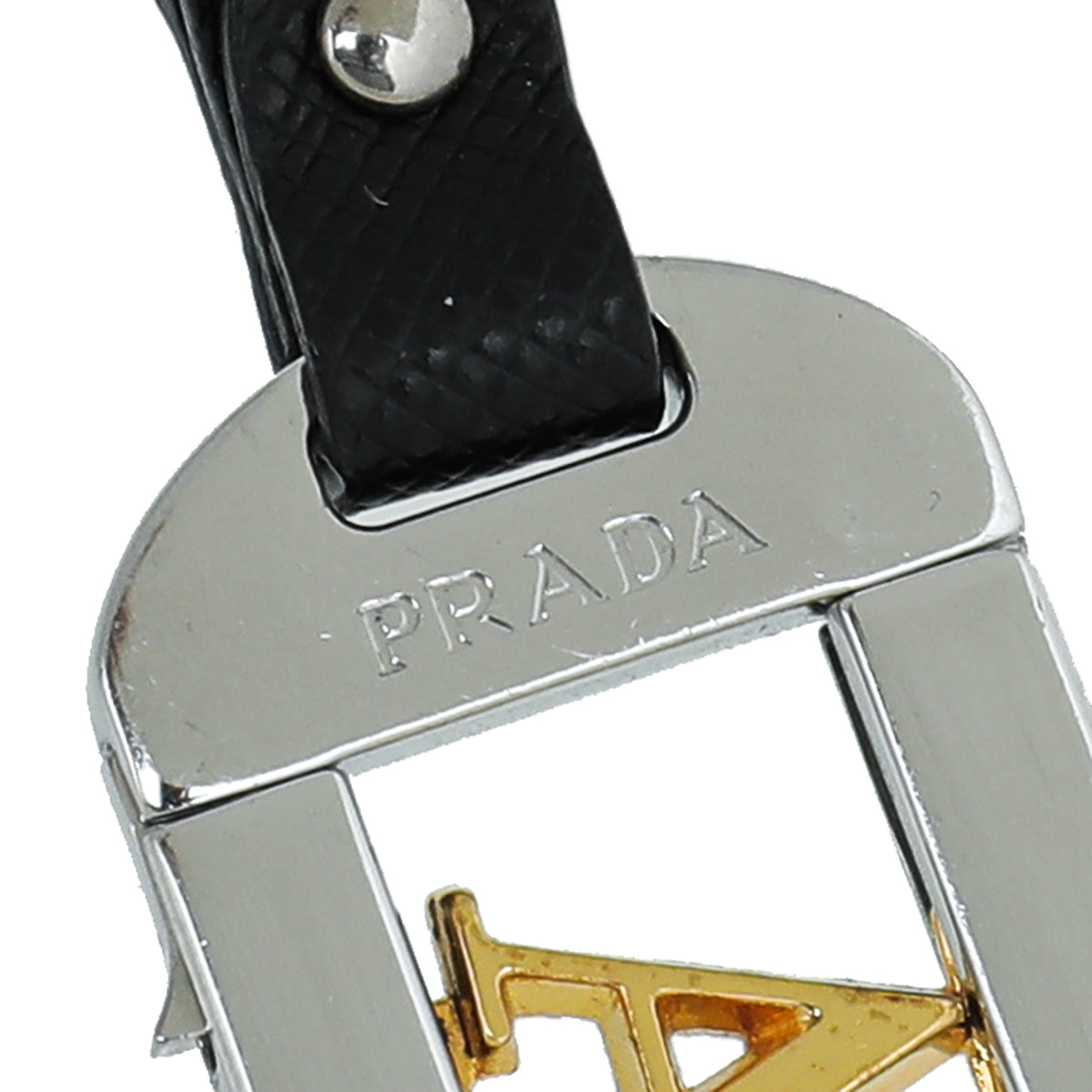 Prada 2 Tone Letter Move Metal Keychain THE CLOSET