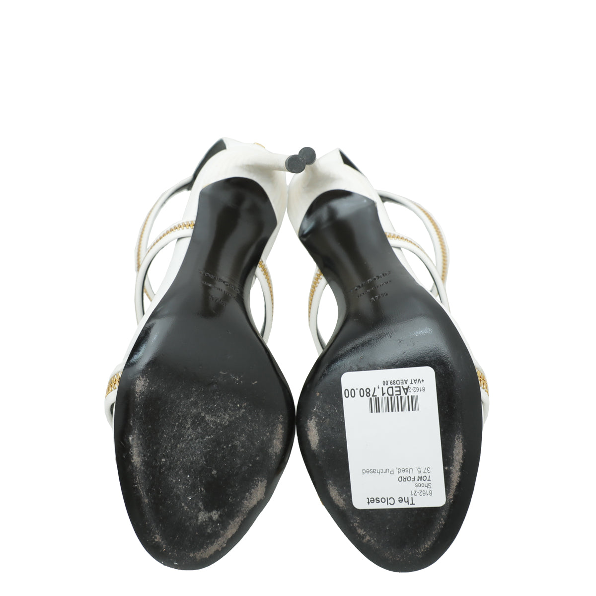 Tom Ford White Chain Ankle Strap Slides Sandal 37.5