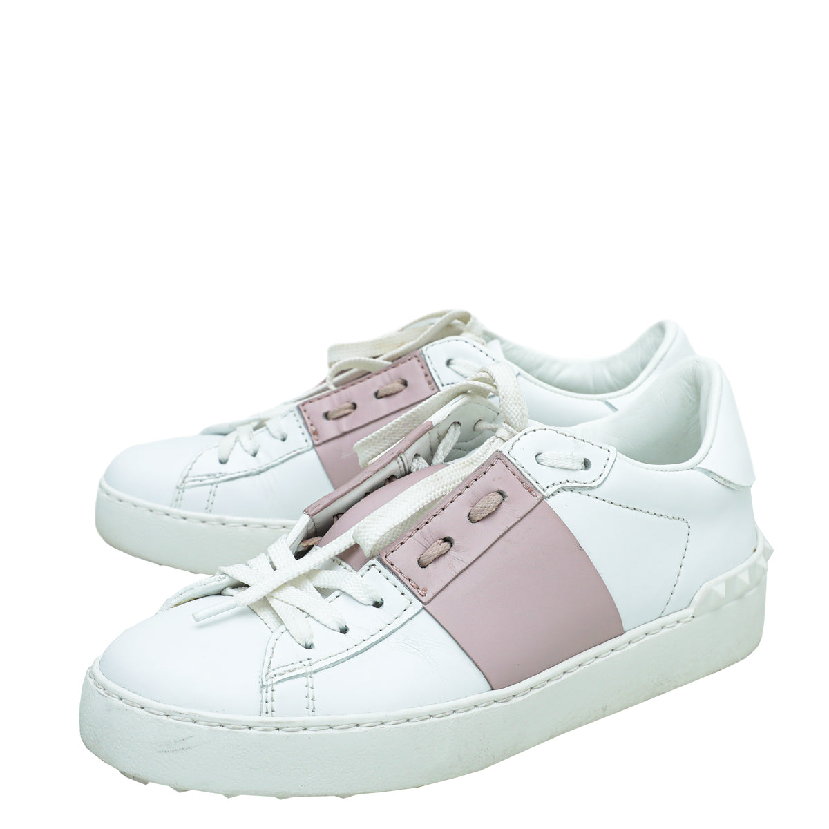 Valentino Bicolor Rockstud Open Sneaker 35 – THE CLOSET