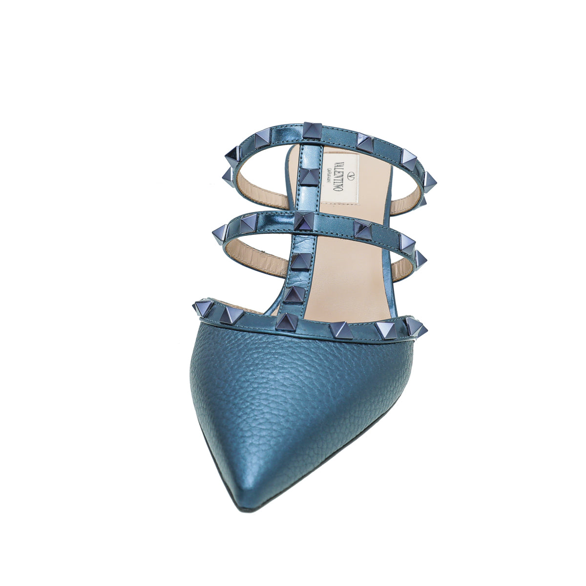 Valentino Metallic Blue Rockstud Mules 40 – THE CLOSET