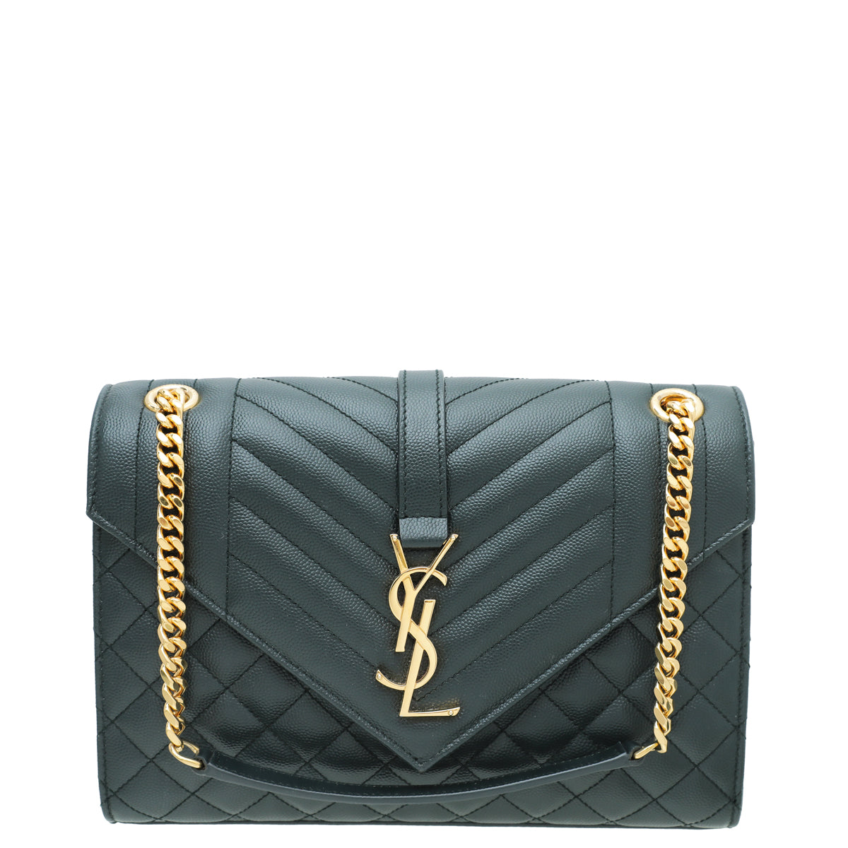 YSL Vert Fonce Monogram Envelope Mix Quilted Medium Bag – THE CLOSET