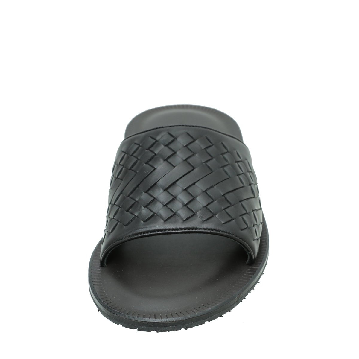 Bottega Veneta Black Intrecciato Leather Mens Slides Size 43 Bottega Veneta Black White Intrecciato Leather Slides EU 43 main image 3