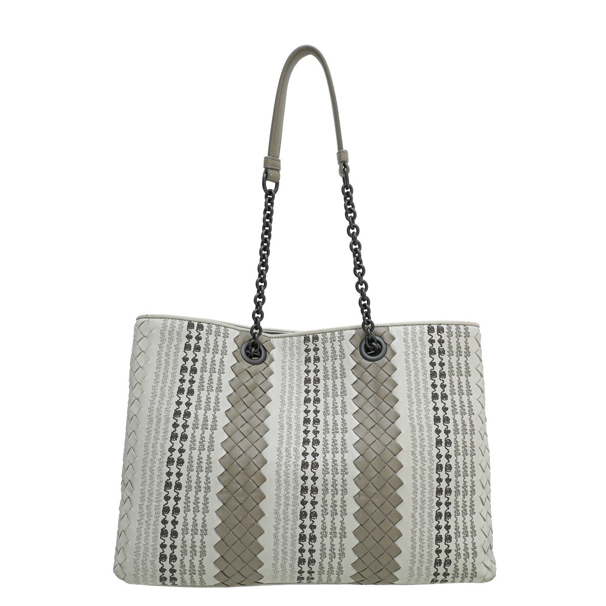 Bottega Veneta Grey Intrecciato Nappa Classic Tote Embroidered 