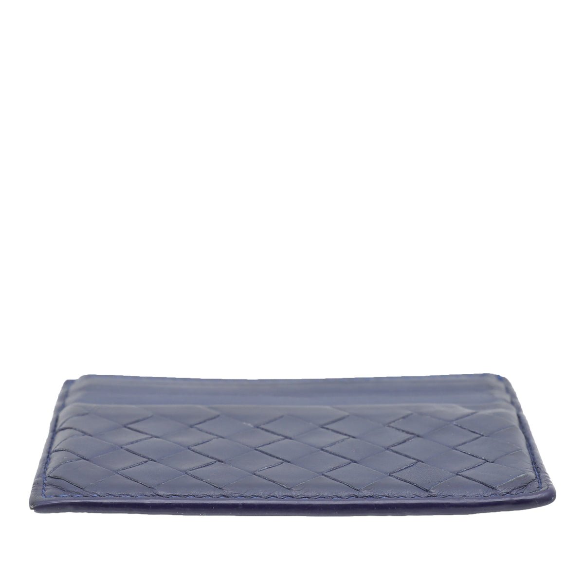 Bottega Veneta Navy Blue Intrecciato Nappa Flat Card Holder – THE