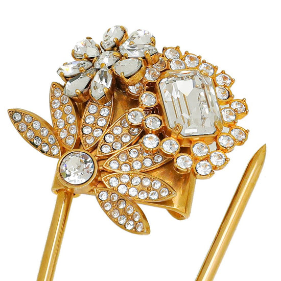 Burberry - Burberry Gold Daisy Crystal Pin Brooch | The Closet