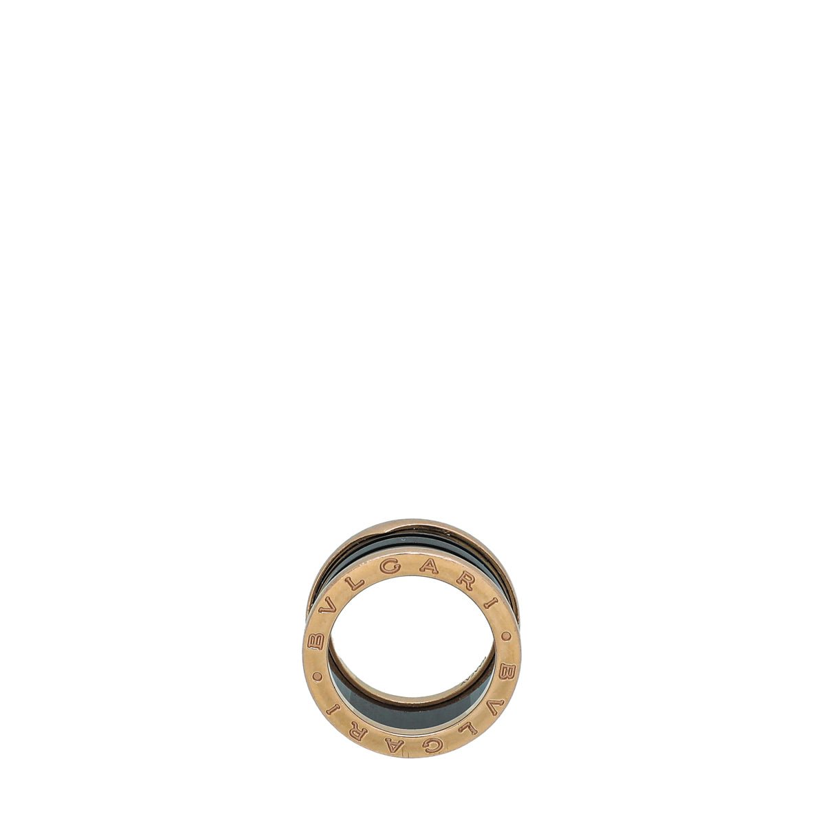 Bvlgari 18K Pink Gold Black Ceramic B.Zero 1-4 Band Ring 55 – THE
