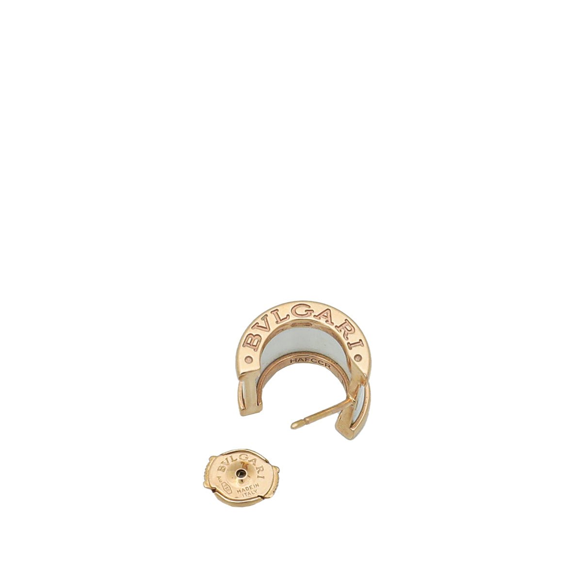 Bvlgari - Bvlgari 18K Pink Gold White Ceramic B.Zero 1 Earrings | The Closet