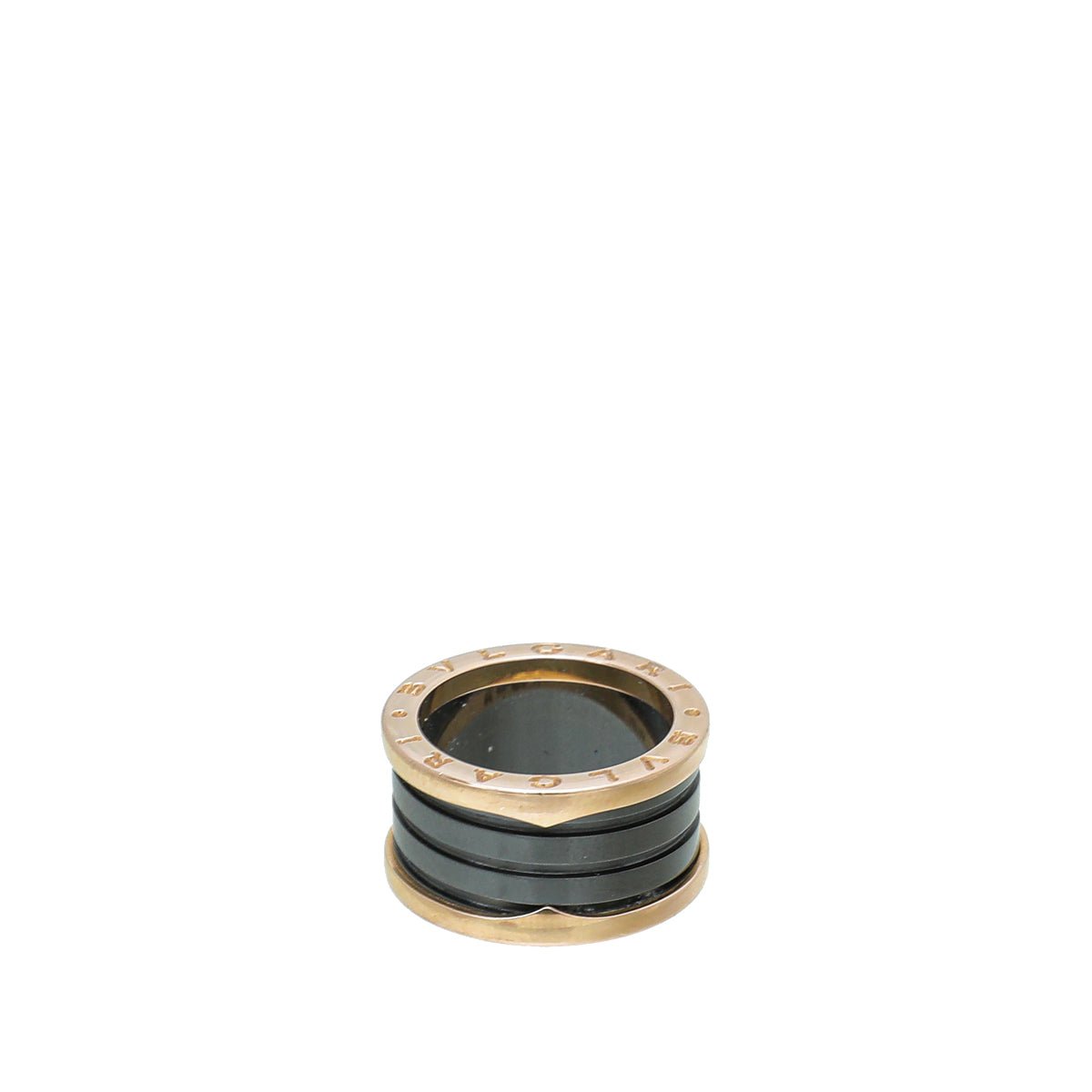 B-zero1バンドリング 54 Bvlgari 18K Rose Gold Black Ceramic B Zero1 4 Band Ring 54 – THE